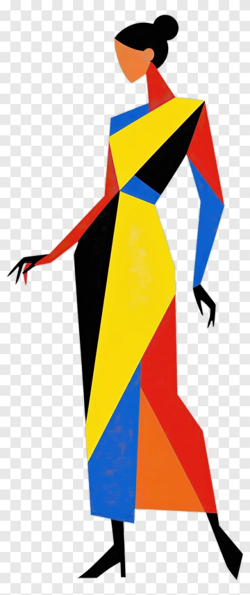 Abstract Woman In Geometric Dress PNG