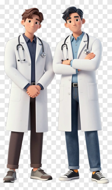 Two Cartoon Doctors Standing Together PNG