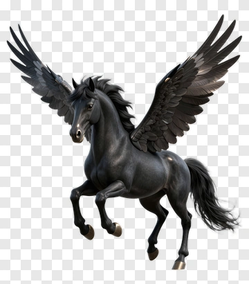 Black Pegasus In Flight PNG