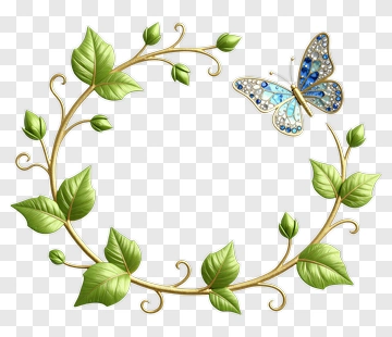Elegant Wreath With Butterfly PNG