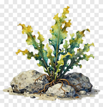 Watercolor Plant With Rocks PNG