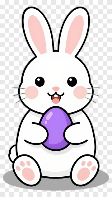 Cute Rabbit Holding Easter Egg PNG