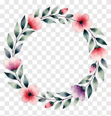 Watercolor Flower Wreath PNG