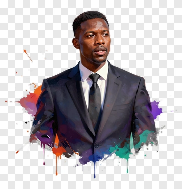 Man In Suit With Colorful Splatter PNG