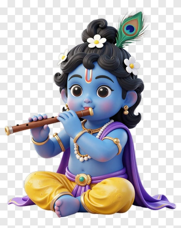 Blue Krishna Playing Flute PNG