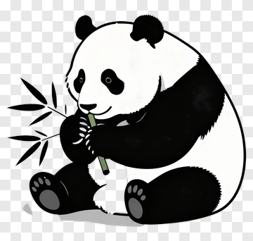 Cute Panda Eating Bamboo PNG