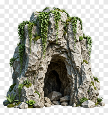 Rock Formation With Cave Entrance PNG