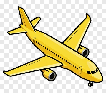 Yellow Cartoon Airplane PNG