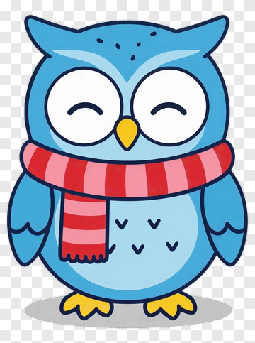 Blue Owl Wearing Scarf PNG