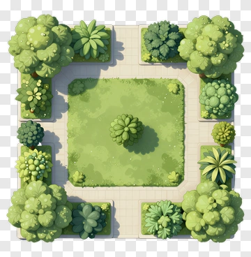 Top View Of A Square Garden Layout PNG