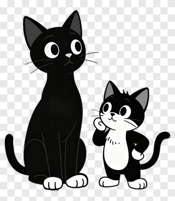 Black Cat And Kitten PNG