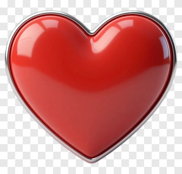 Red Heart With Silver Border PNG