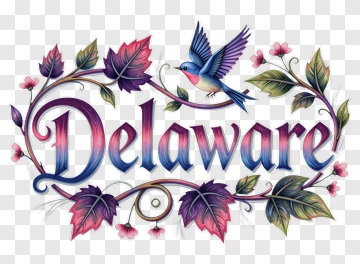 Delaware With Bird And Floral Design PNG