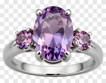 Elegant Amethyst Ring With Diamond Accents PNG