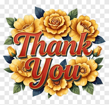 Thank You With Yellow Roses PNG