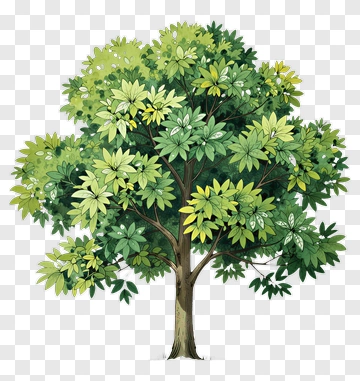 Watercolor Tree With Green Leaves PNG