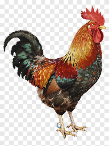Rooster With Vibrant Feathers PNG
