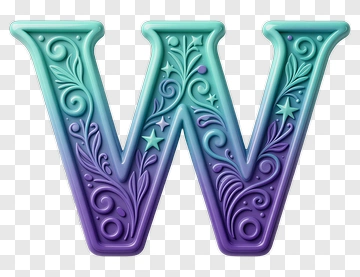 Elegant Gradient Letter W PNG