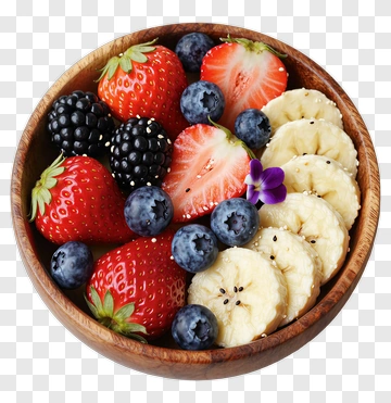 Fruit Bowl With Mixed Berries And Banana PNG