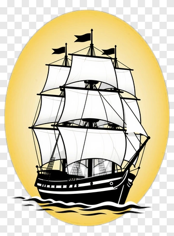 Black And White Sailboat On Yellow Background PNG