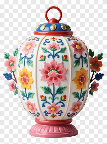 Decorative Lantern With Floral Design PNG