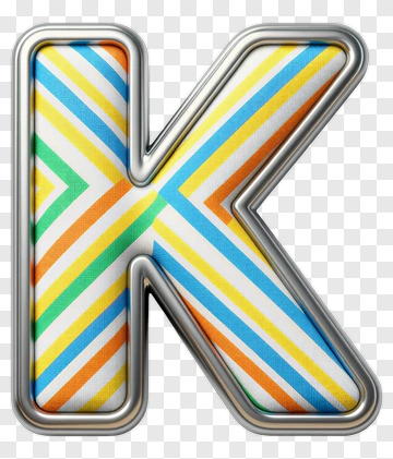 Letter K With Colorful Striped Pattern PNG