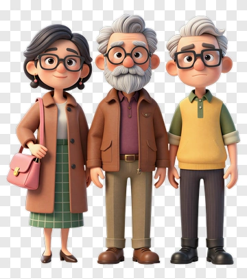 Elderly Couple And Man PNG