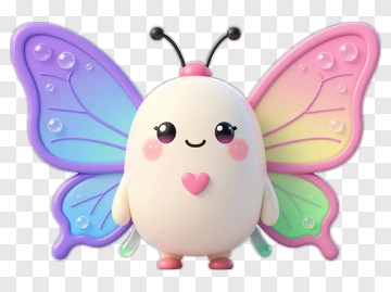 Cute Cartoon Butterfly With Rainbow Wings PNG