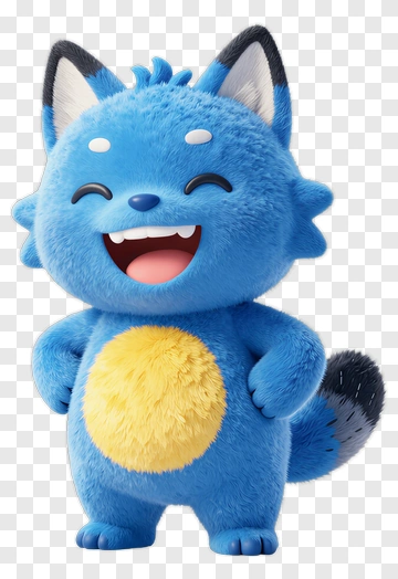 Blue Fox Cartoon Character PNG
