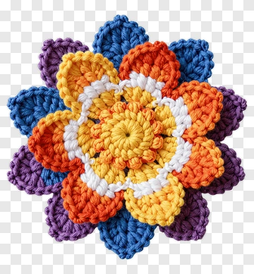 Crochet Flower With Colorful Petals PNG