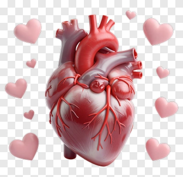 Anatomical Heart With Floating Hearts PNG