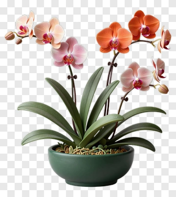 Pink And Orange Orchid Arrangement PNG