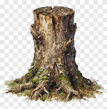 Tree Stump With Roots And Moss PNG