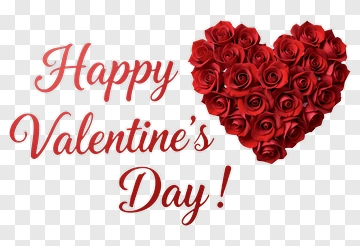 Happy Valentine's Day Heart Of Roses PNG
