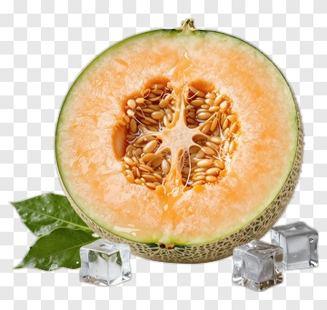 Fresh Melon Slice With Ice Cubes PNG