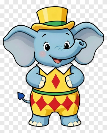 Circus Elephant Cartoon Character PNG