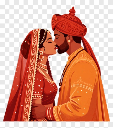 Indian Bride And Groom Kissing PNG