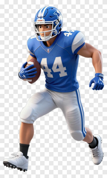 Football Player In Blue Uniform PNG