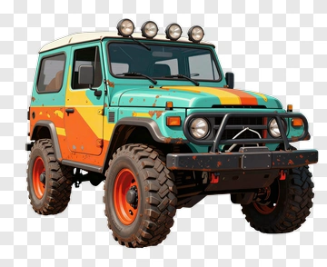 Off-Road Jeep With Vibrant Paint PNG