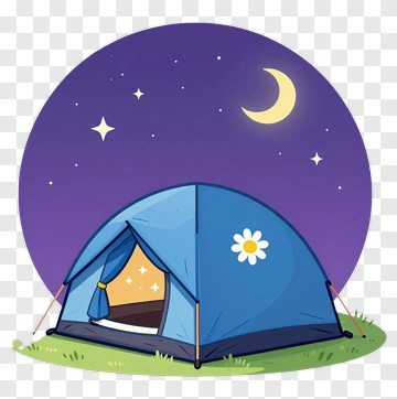 Blue Tent Under Starry Night Sky PNG