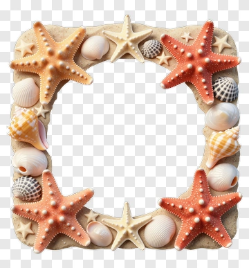 Starfish And Seashell Frame PNG