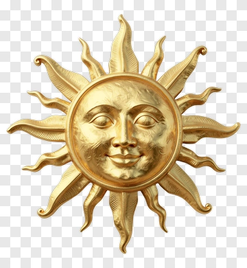 Golden Sun Face Ornament PNG