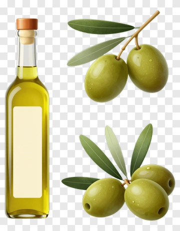 Olive Oil Bottle With Fresh Olives PNG