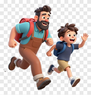 Father And Son Running Together PNG