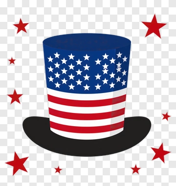 Top Hat With American Flag Design PNG