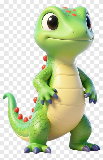 Cute Green Dinosaur With Red Spots PNG
