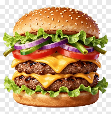 Delicious Double Cheeseburger PNG