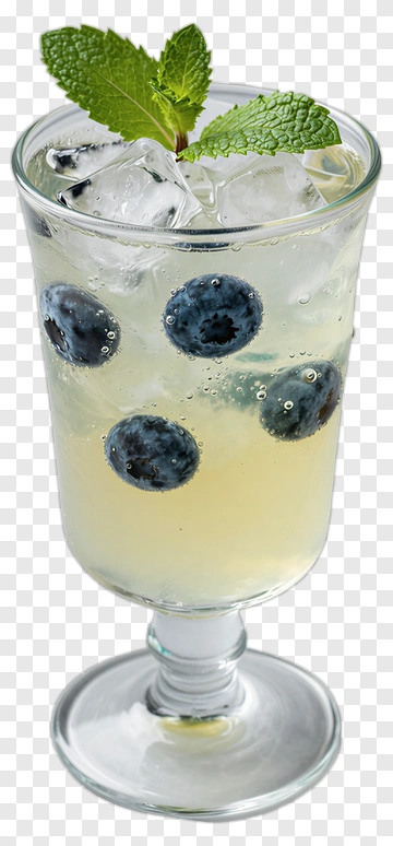 Blueberry Mint Drink In Glass PNG