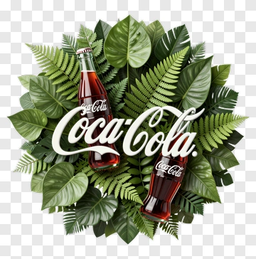 Coca-Cola Bottle With Tropical Leaves PNG
