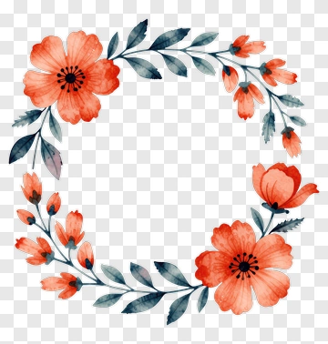 Watercolor Flower Wreath Design PNG